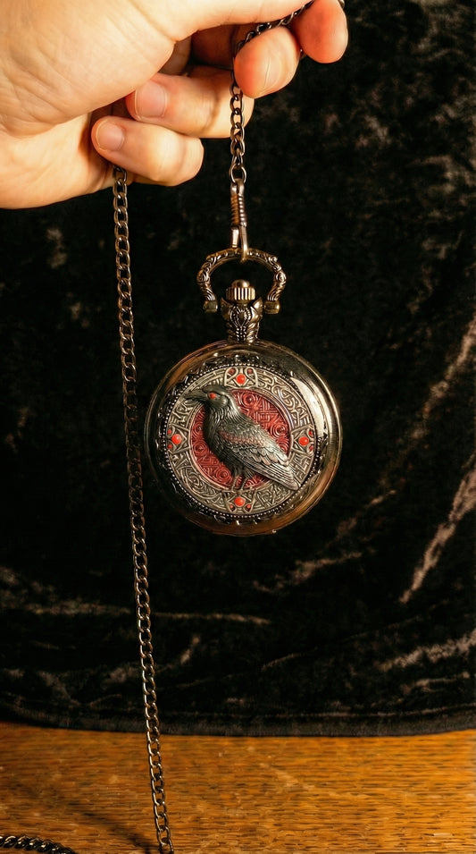 Handmade Raven Pocket Watch